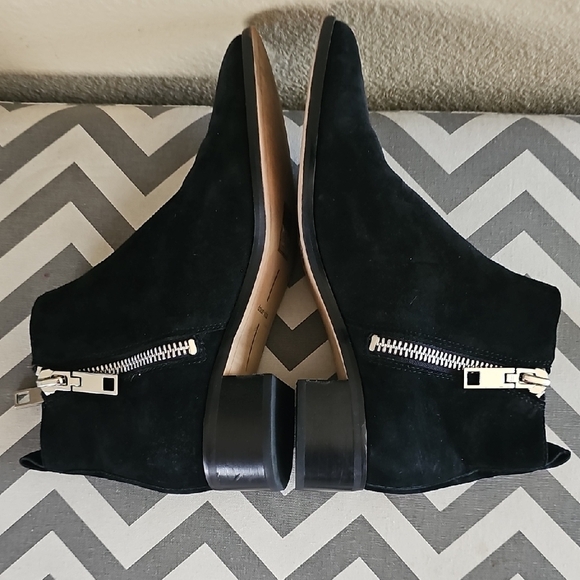 Dolce Vita Marra Double Zip Onyx Black Suede Witchy Ankle Bootie Size 8 - Picture 7 of 12